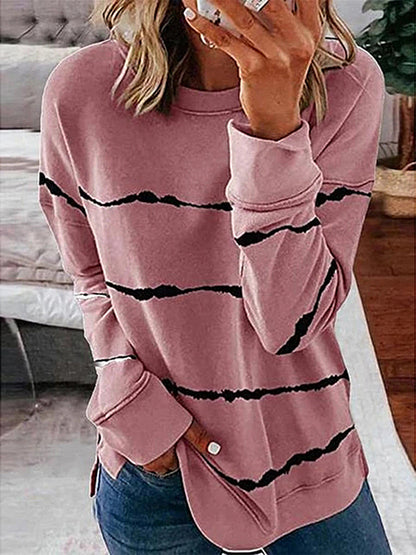 Striped Round Neck T-Shirt-Jewearrings