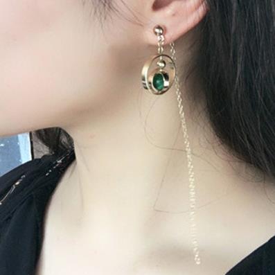 Earrings Simple Asymmetric Emerald Texture Circle Multi-layer-Jewearrings