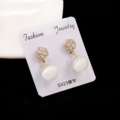 Round pearl long earrings-Jewearrings