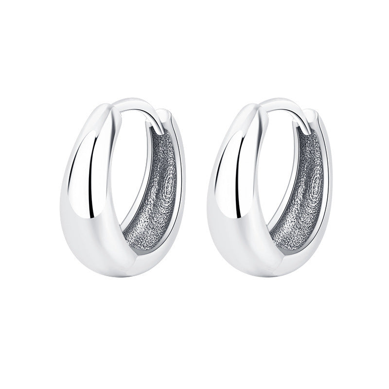 Luxurious Simple Plain Ring 925 Sterling Silver Earrings Female Water Drop Earrings-Jewearrings