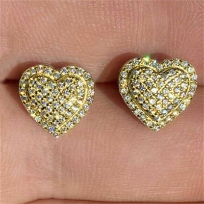 New Fashion OL Micro Inlaid Zircon Love Stud Earrings For Women-Jewearrings