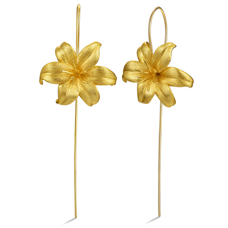 Female lily sterling silver S925 earrings-Jewearrings