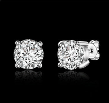 S925 Sterling Silver Four-claw Zircon Earrings-Jewearrings