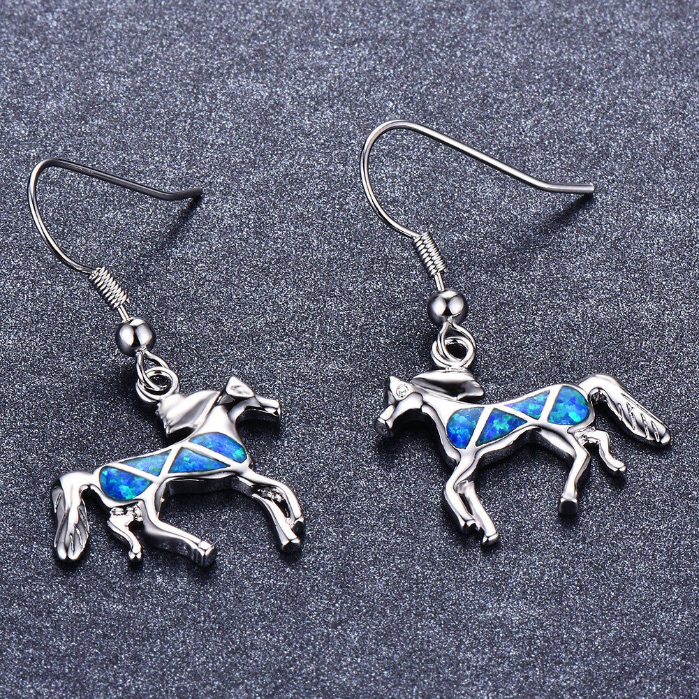 Opal small animal pony earrings-Jewearrings