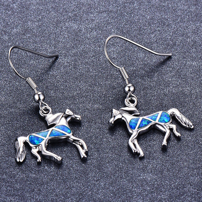 Opal small animal pony earrings-Jewearrings