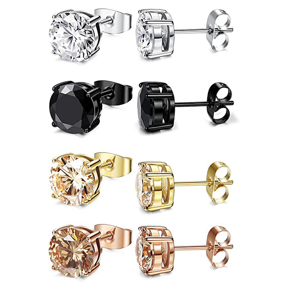 Women's Four-claw Crystal Zircon Stud Earrings With Diamonds-Jewearrings