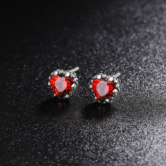 S925 Sterling Silver Keke Iris New Year Red Zircon Earrings-Jewearrings