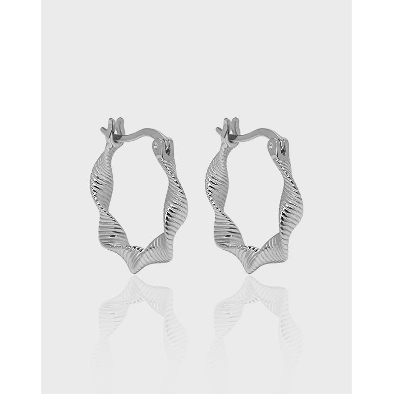 Mobius Textured S925 Sterling Silver Earrings For Women-Jewearrings