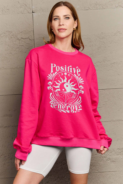 Simply Love Full Size POSITIVE ENERGY Graphic Sweatshirt-Jewearrings