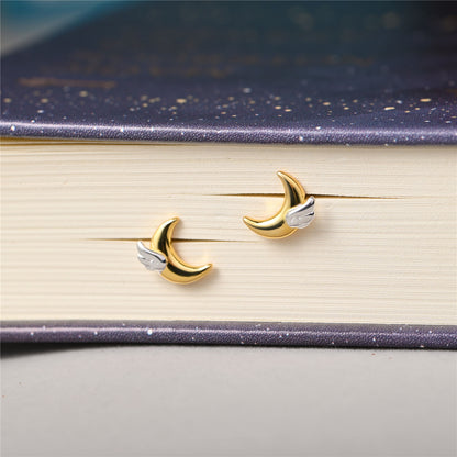 S925 Silver Dreams Come True Moon Wing Stud Earrings-Jewearrings