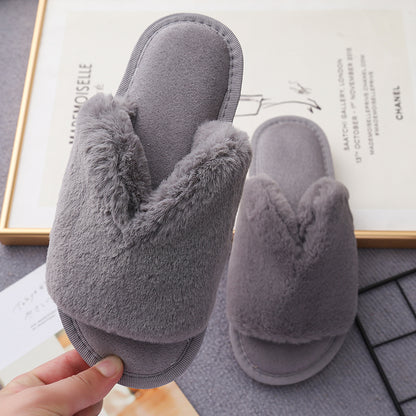 Faux Fur Open Toe Slippers-Jewearrings