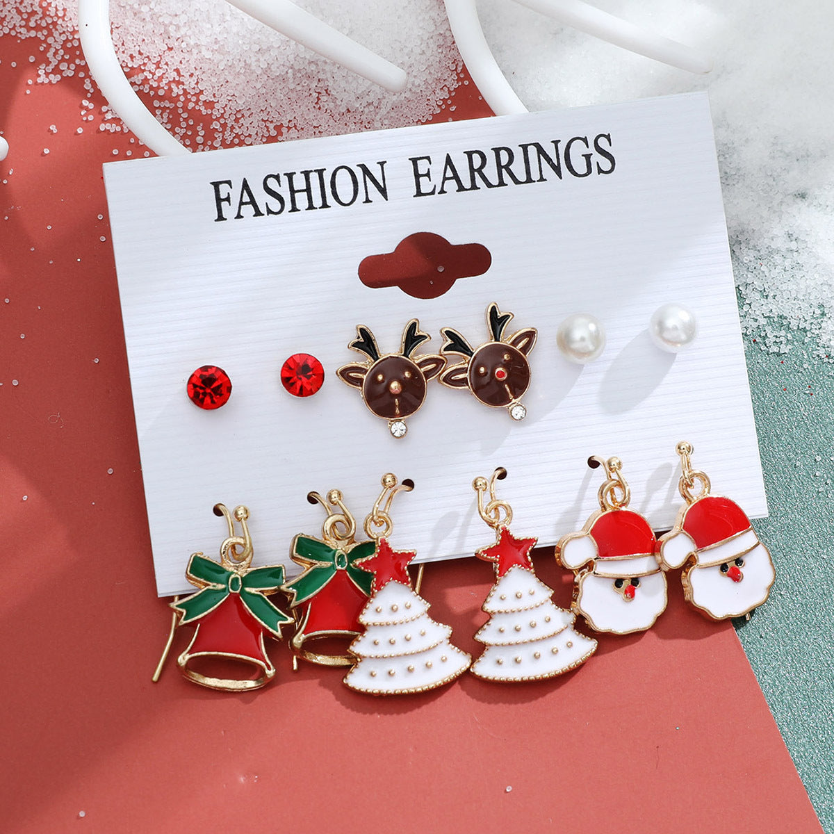 Christmas Snowman Cane Stud Earrings Combination Set-Jewearrings