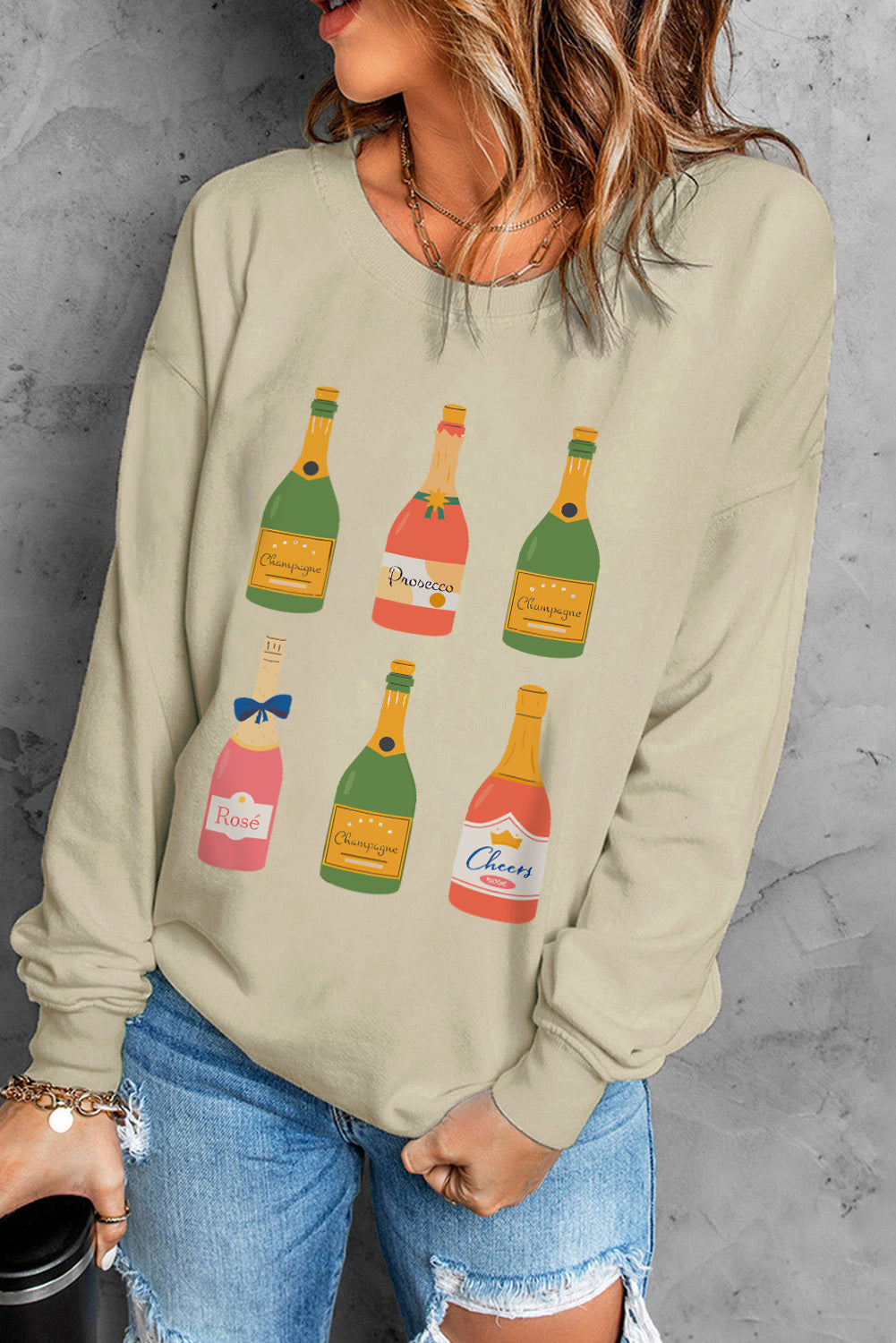 Graphic Round Neck Dropped Shoulder Sweatshirt-Jewearrings