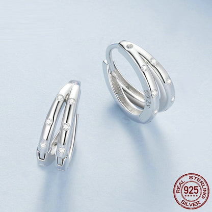 Simple Ring S925 Sterling Silver White Gold Plated Earrings-Jewearrings