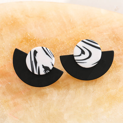 Marble Simple European And American Geometric Stud Earrings Irregular Soft Pottery-Jewearrings