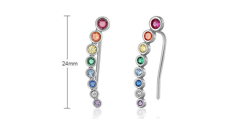 Rainbow Pop Color Zirconium Stud Earrings Female Inlaid Colored Gems Earrings Fashion Personality All-matching-Jewearrings