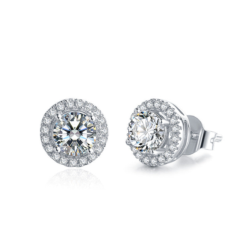 Round Bag Ear Studs Four-claw Moissanite Stud Earrings-Jewearrings