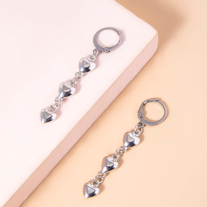 Interlocking Little Love Heart Dangle Earrings-Jewearrings