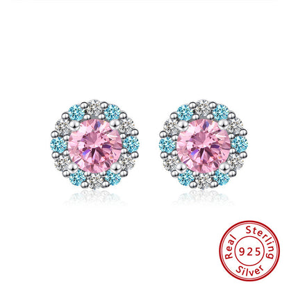 Sterling Silver Earrings With Diamonds Two-tone Zircon Earrings-Jewearrings