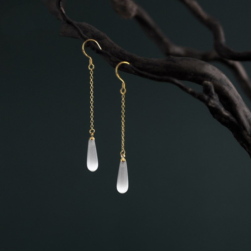 925 Sterling Silver Opal Drop Earrings-Jewearrings