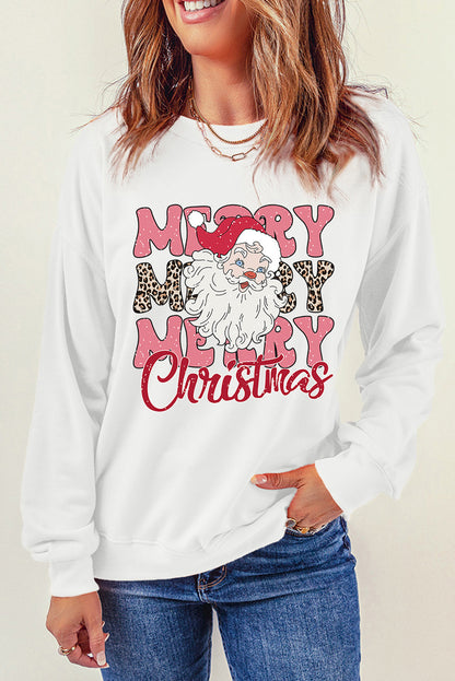 MERRY CHRISTMAS Round Neck Dropped Shoulder Sweatshirt-Jewearrings