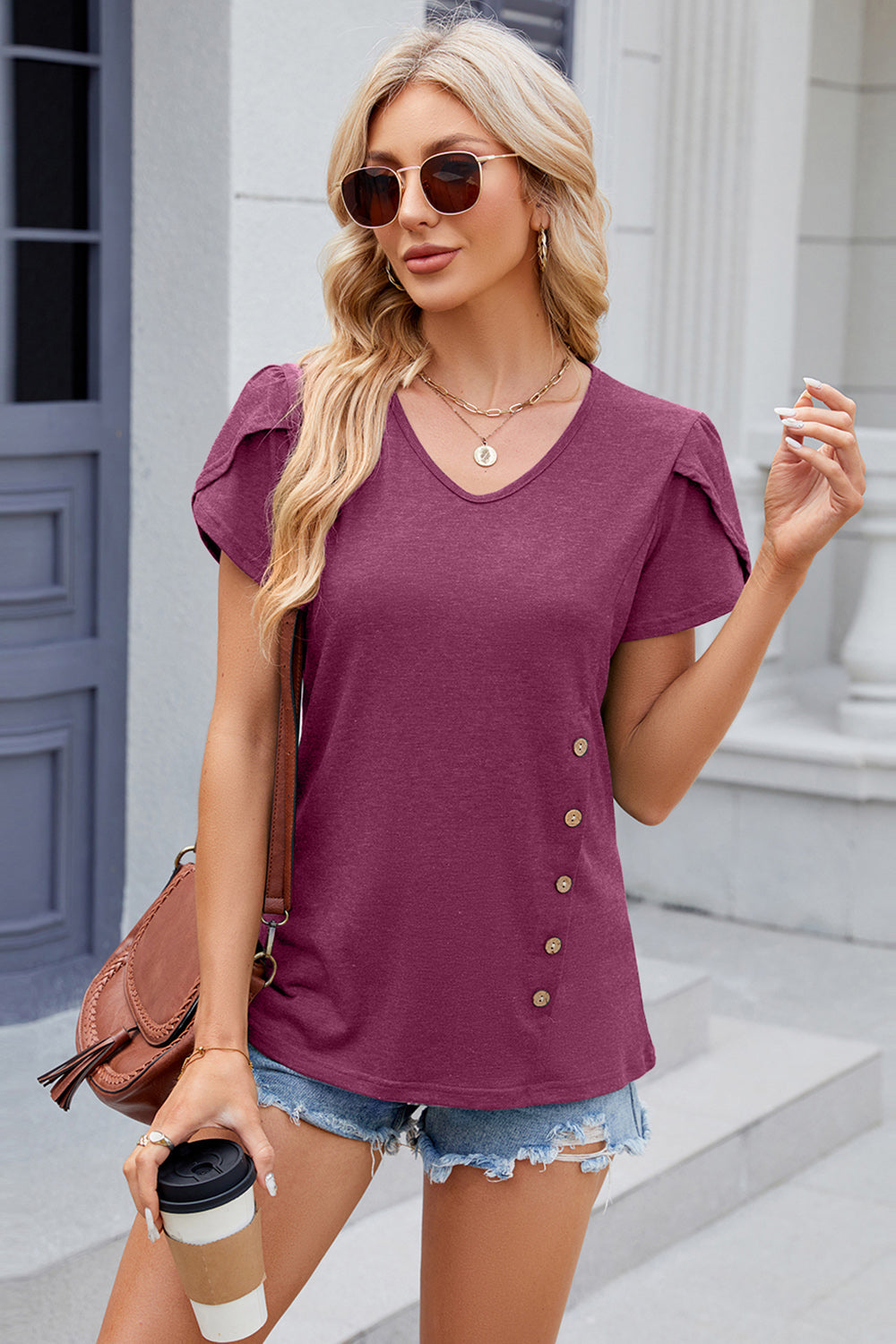 V-Neck Short Sleeve T-Shirt-Jewearrings