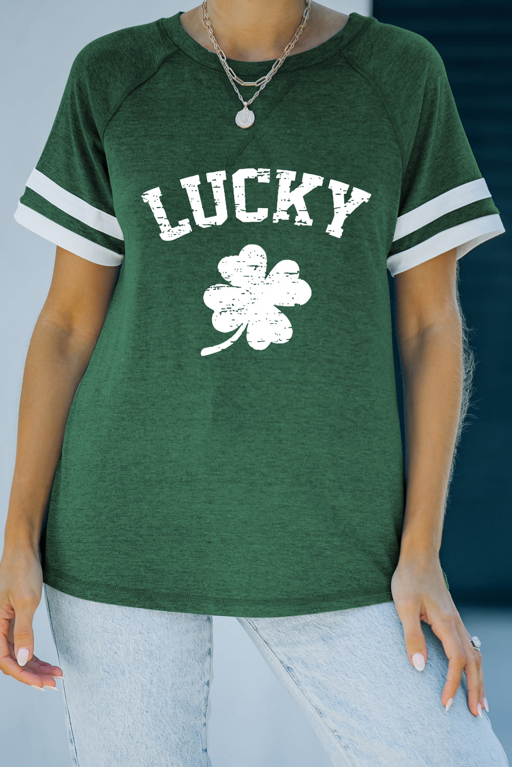 LUCKY Clover Graphic Tee Shirt-Jewearrings