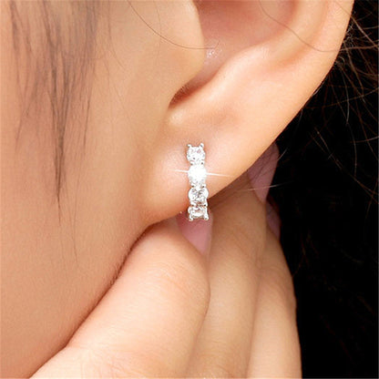 Korean Fashion Silver Hollow Heart Ear Buckle Earrings Women-Jewearrings