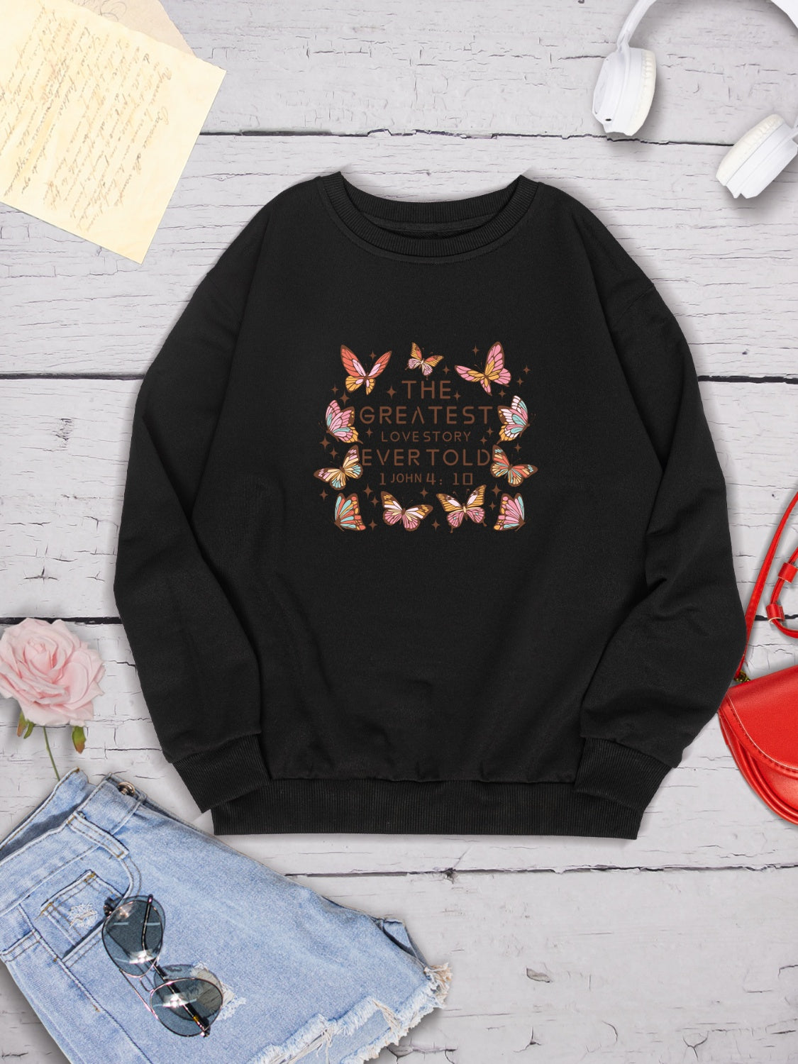 THE GREATEST LOVESTORY EVERTOLD Round Neck Sweatshirt-Jewearrings