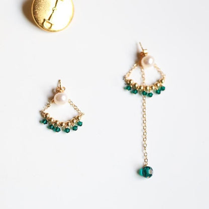 Emerald Asymmetric Stud Earrings-Jewearrings