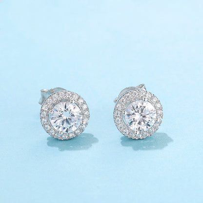 Luxury round bag moissanite silver earrings-Jewearrings