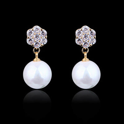 Round pearl long earrings-Jewearrings