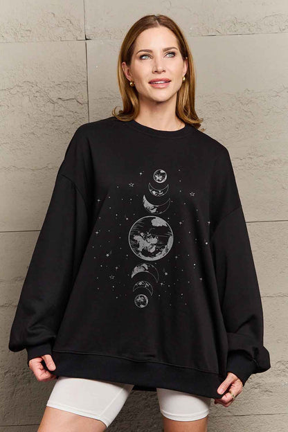 Simply Love Full Size Earth & Moon Graphic Sweatshirt-Jewearrings