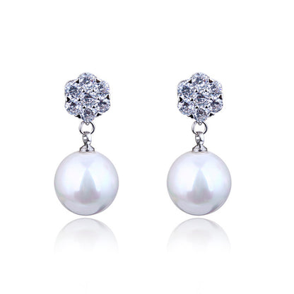 Round pearl long earrings-Jewearrings