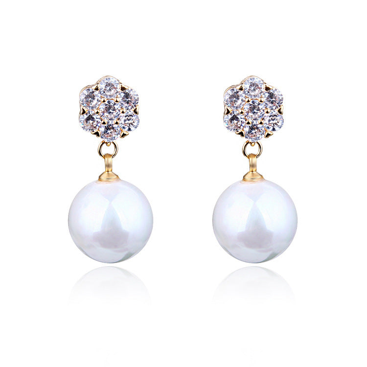 Round pearl long earrings-Jewearrings