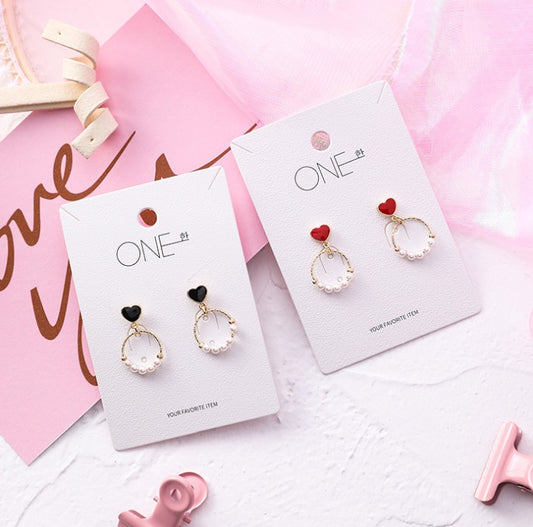 Korean version of the mini love pearl circle earrings Korean style sweet sweet earrings personality fashion girl earrings-Jewearrings