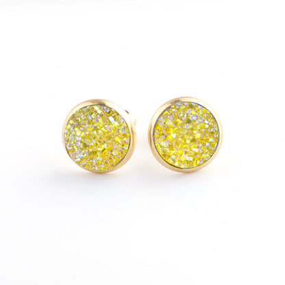 Starry Stainless Steel Water Plated Gold Stud Earrings-Jewearrings