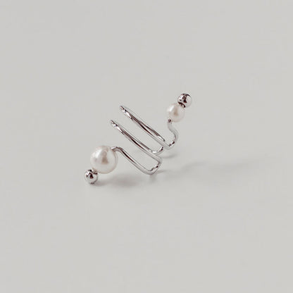 Minimalist Line Pearl Ear Bone Clip Design Pearl Earrings-Jewearrings