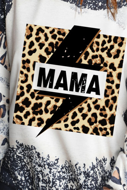 MAMA Lightning Graphic Leopard Sweatshirt-Jewearrings