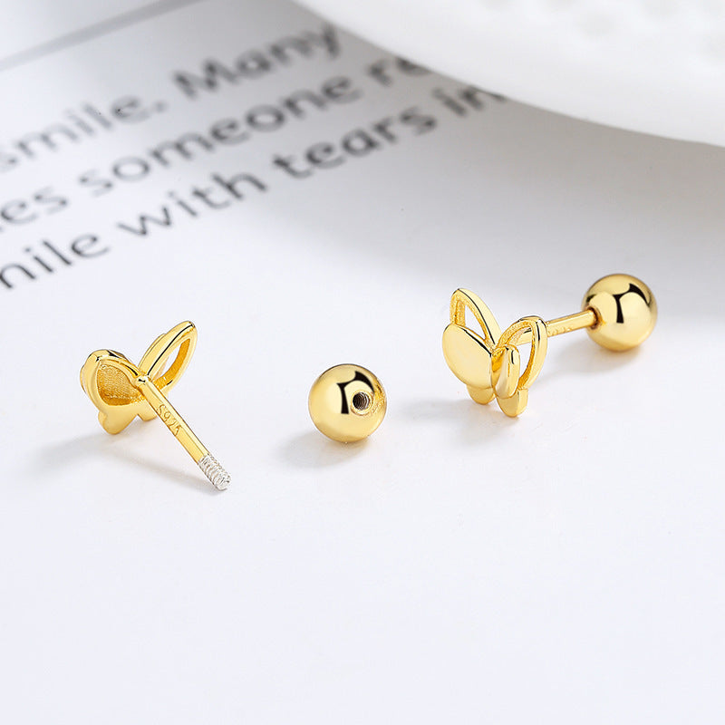 925 Sterling Silver Sweet Double Butterfly Thread Stud Earrings-Jewearrings