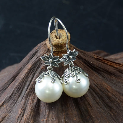 Temperament Handmade 925 Silver Pearl Earrings-Jewearrings