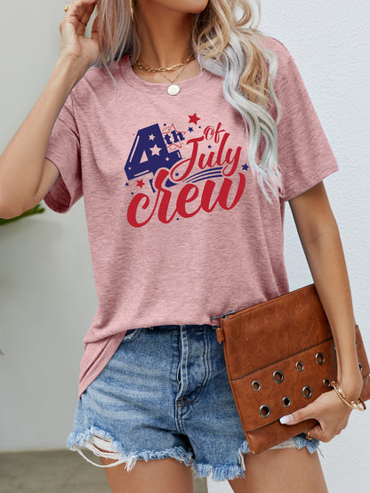 4th OF JULY Graphic Round Neck Tee-Jewearrings