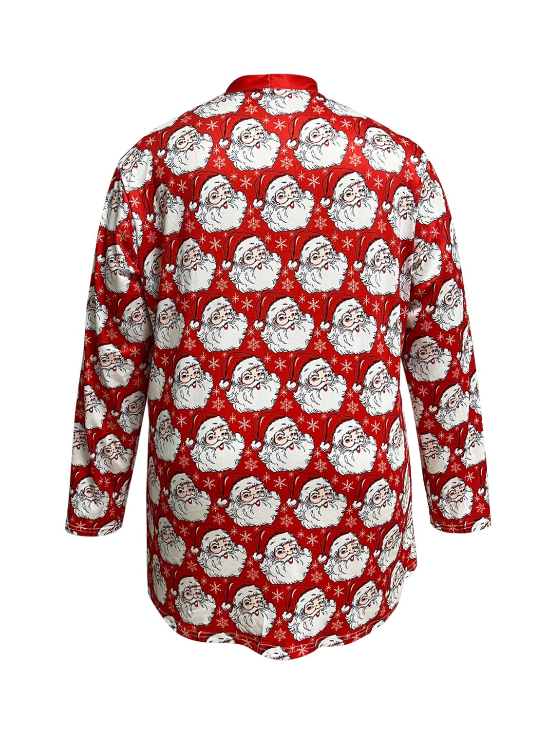 Plus Size Santa Print Open Front Long Sleeve Cardigan-Jewearrings