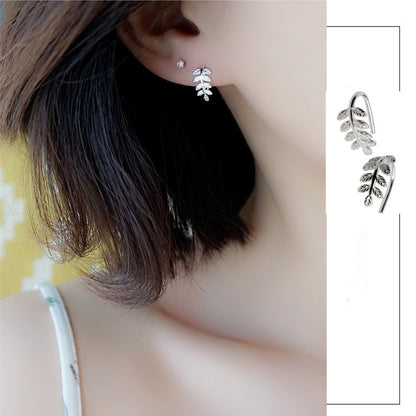 Women's Simple Mini Tree Technology Leaf-shapepd Stud Earrings-Jewearrings