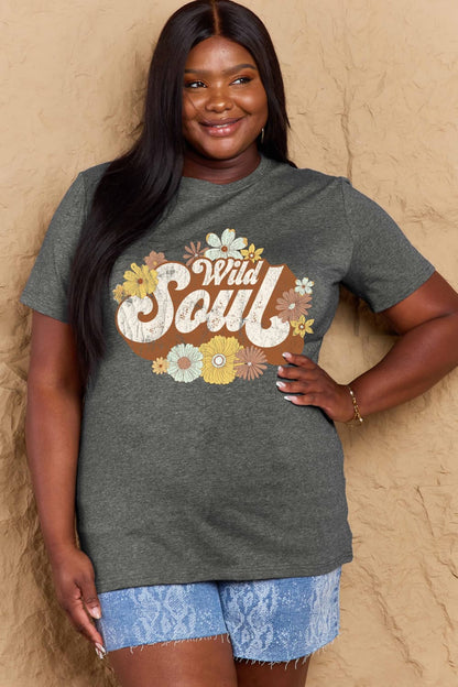 Simply Love Full Size WILD SOUL Graphic Cotton T-Shirt-Jewearrings