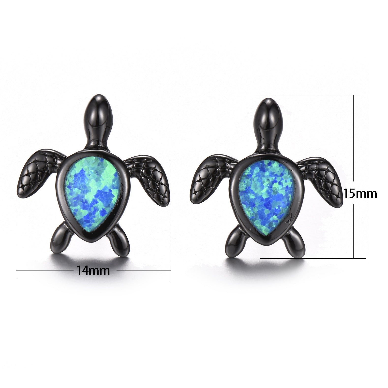 Explosive Accessories White Opal Drop-shaped Turtle Forefoot Pattern Earrings-Jewearrings