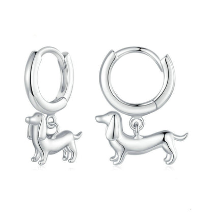 Animal Sausage Dog Argent Pur Ear Clip Cute Warm Pet 925 Sterling Silver Earrings-Jewearrings