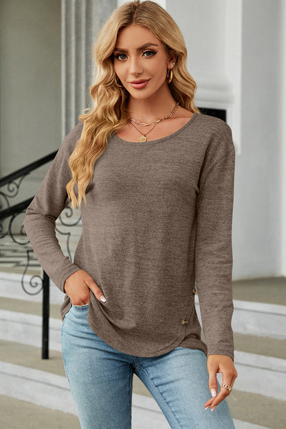 Round Neck Long Sleeve T-Shirt-Jewearrings