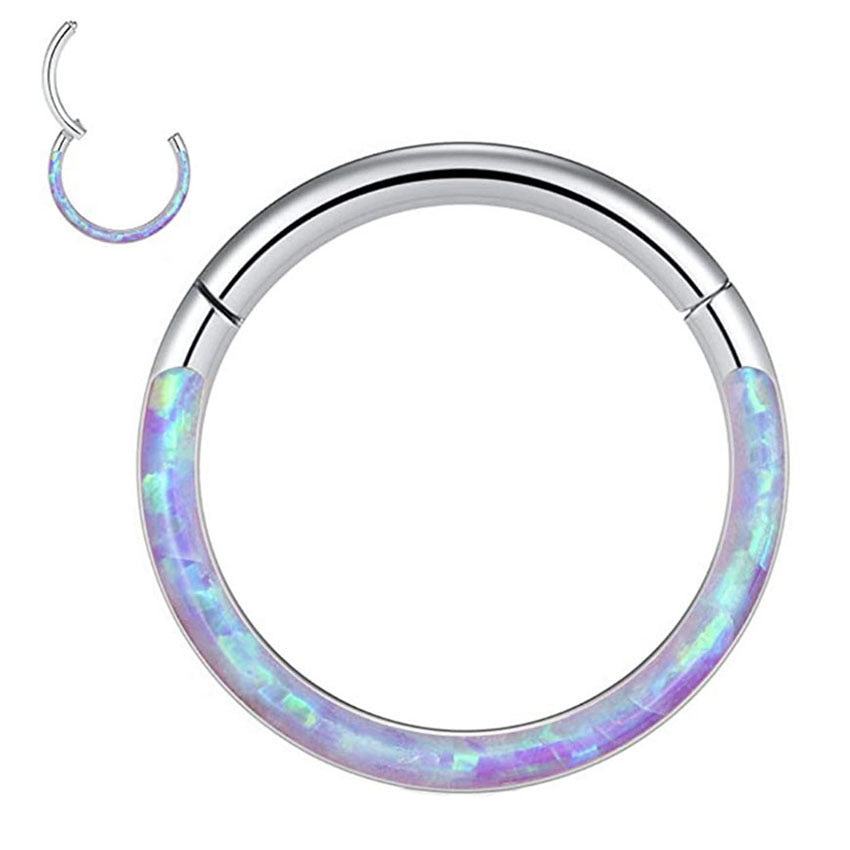 Stainless Steel Real Opal Piercing Jewelry Nose Ring Nose Ring Multifunctional Earrings-Jewearrings