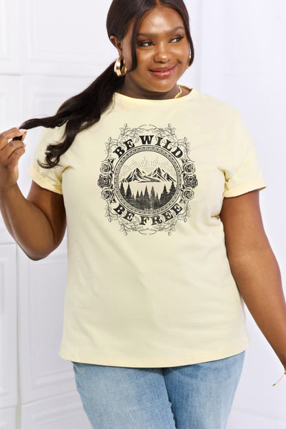 Simply Love Full Size BE WILD BE FREE Graphic Cotton T-Shirt-Jewearrings